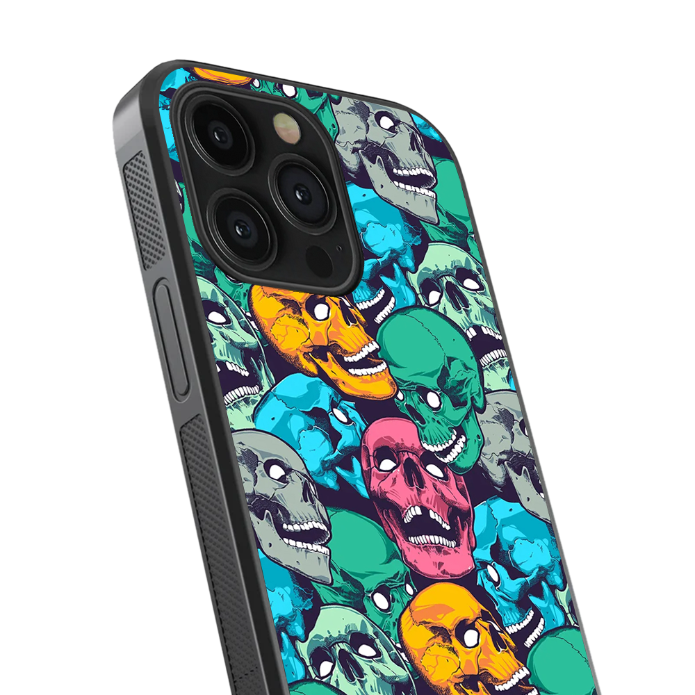 Pop Art Skulls Glass Phone Case