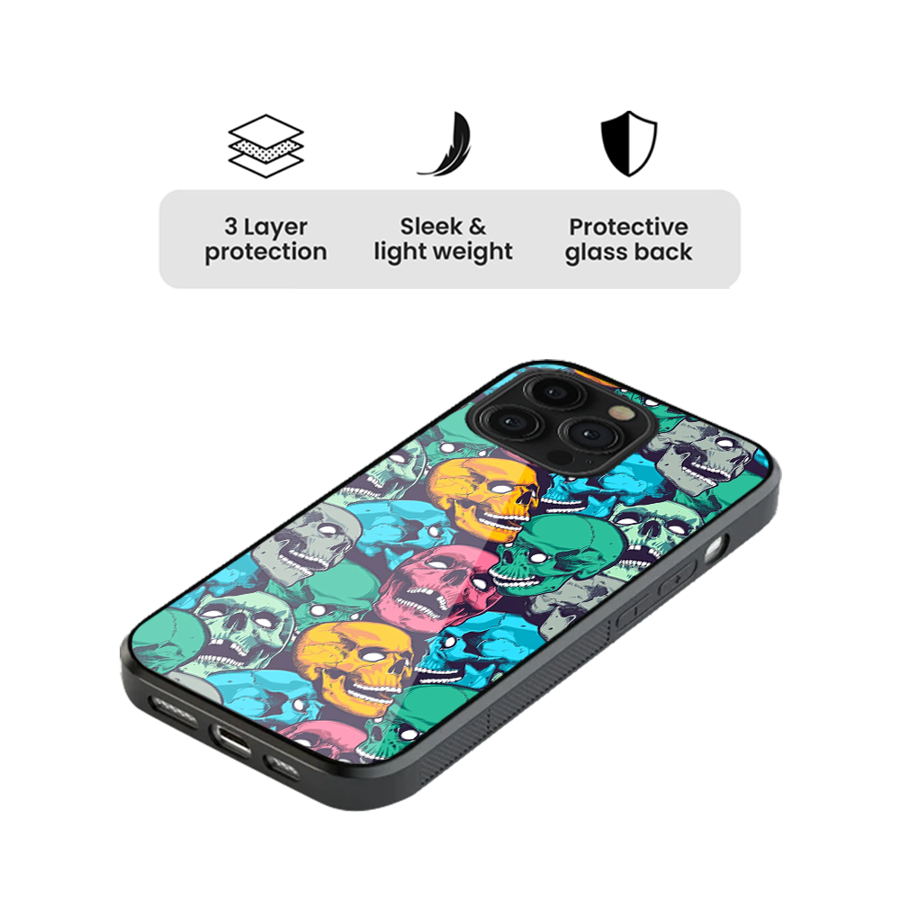 Pop Art Skulls Glass Phone Case