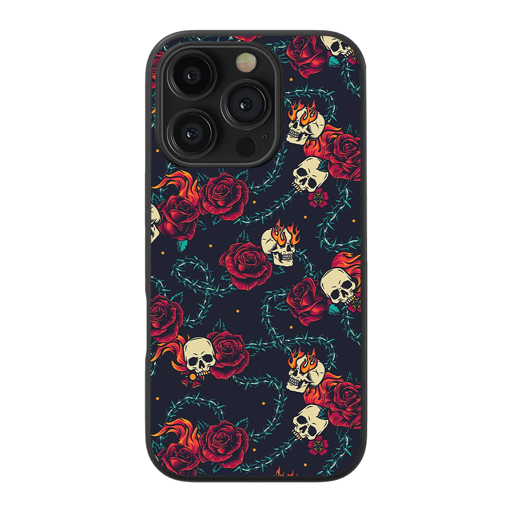 Skulls & Roses Glass Phone Case