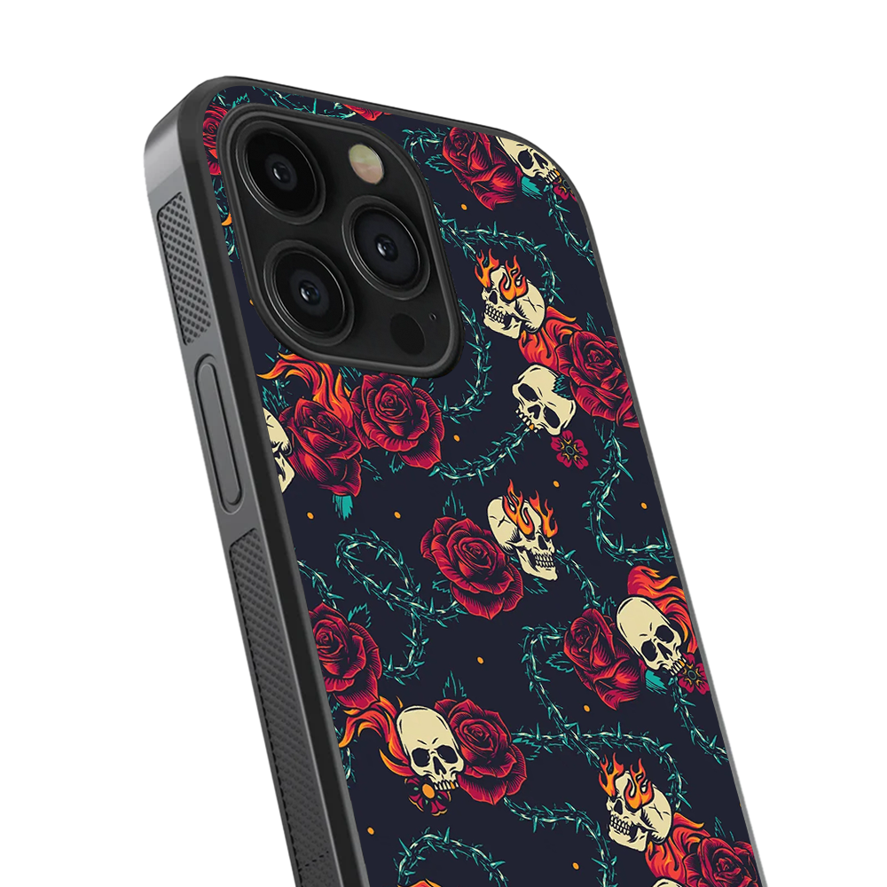 Skulls & Roses Glass Phone Case