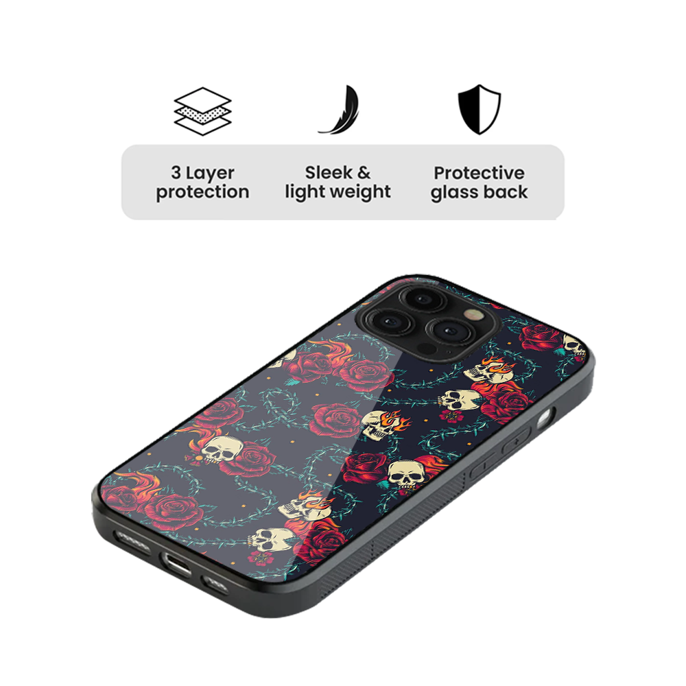 Skulls & Roses Glass Phone Case