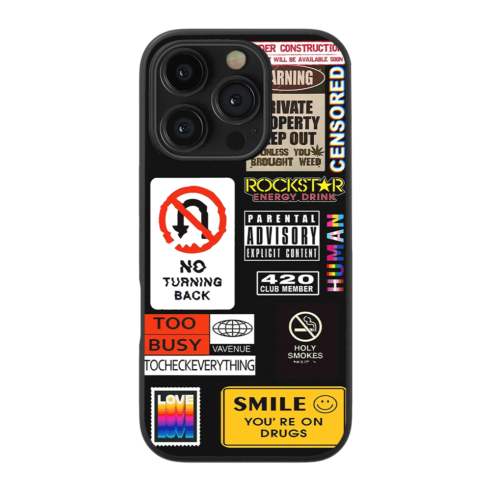 Retro Warning and Street Glass Phone Case