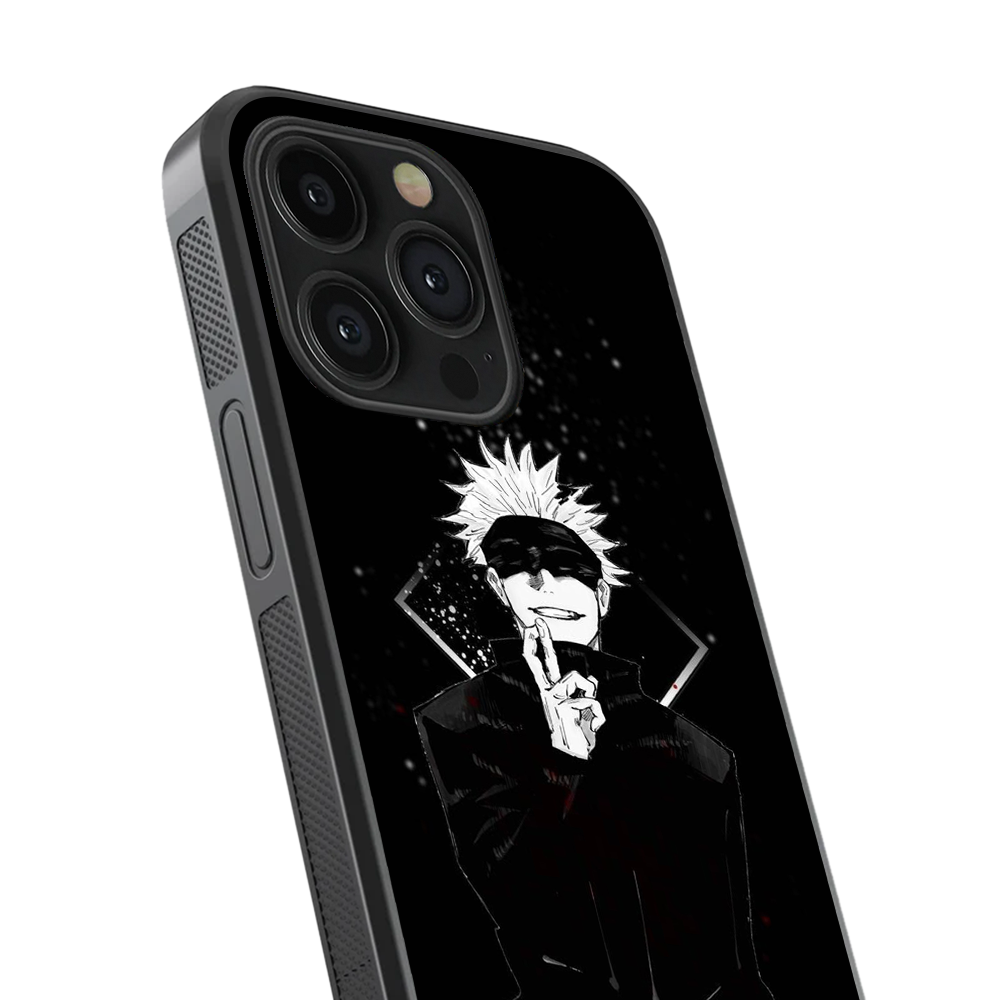 Cool Gojo Satoru Anime Glass Phone Case