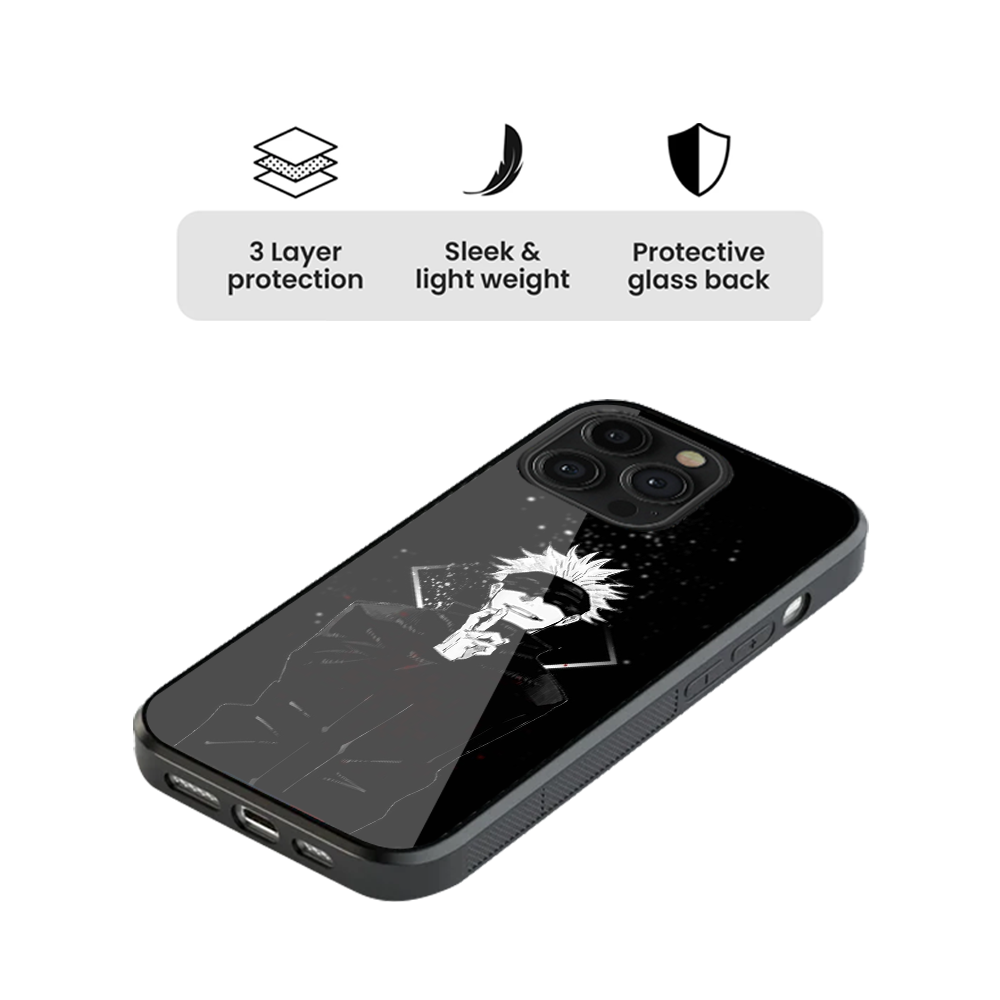 Cool Gojo Satoru Anime Glass Phone Case