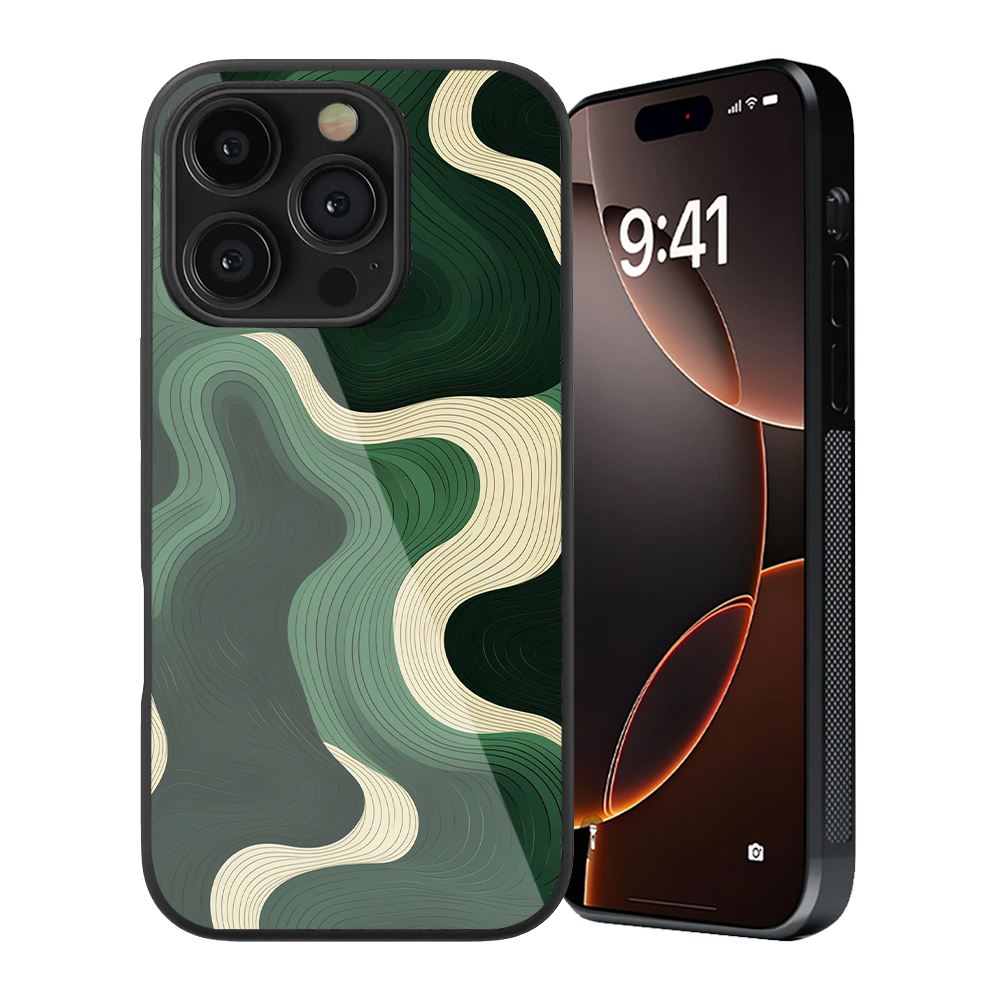 Green Waves Glass Phone Case