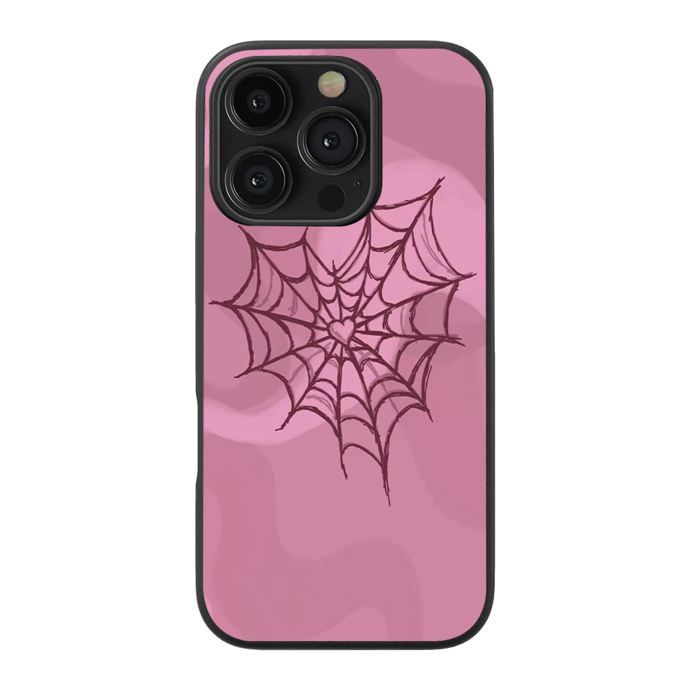 Pink Spider Web Glass Phone Case