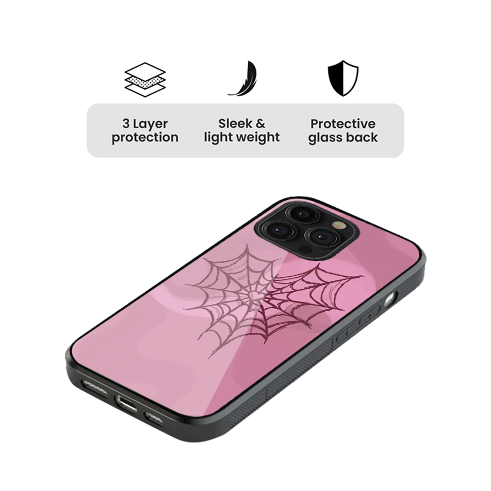 Pink Spider Web Glass Phone Case