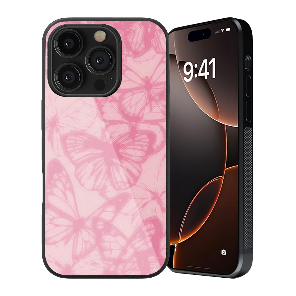 Pink Aesthitic Butterfly Glass Phone Case