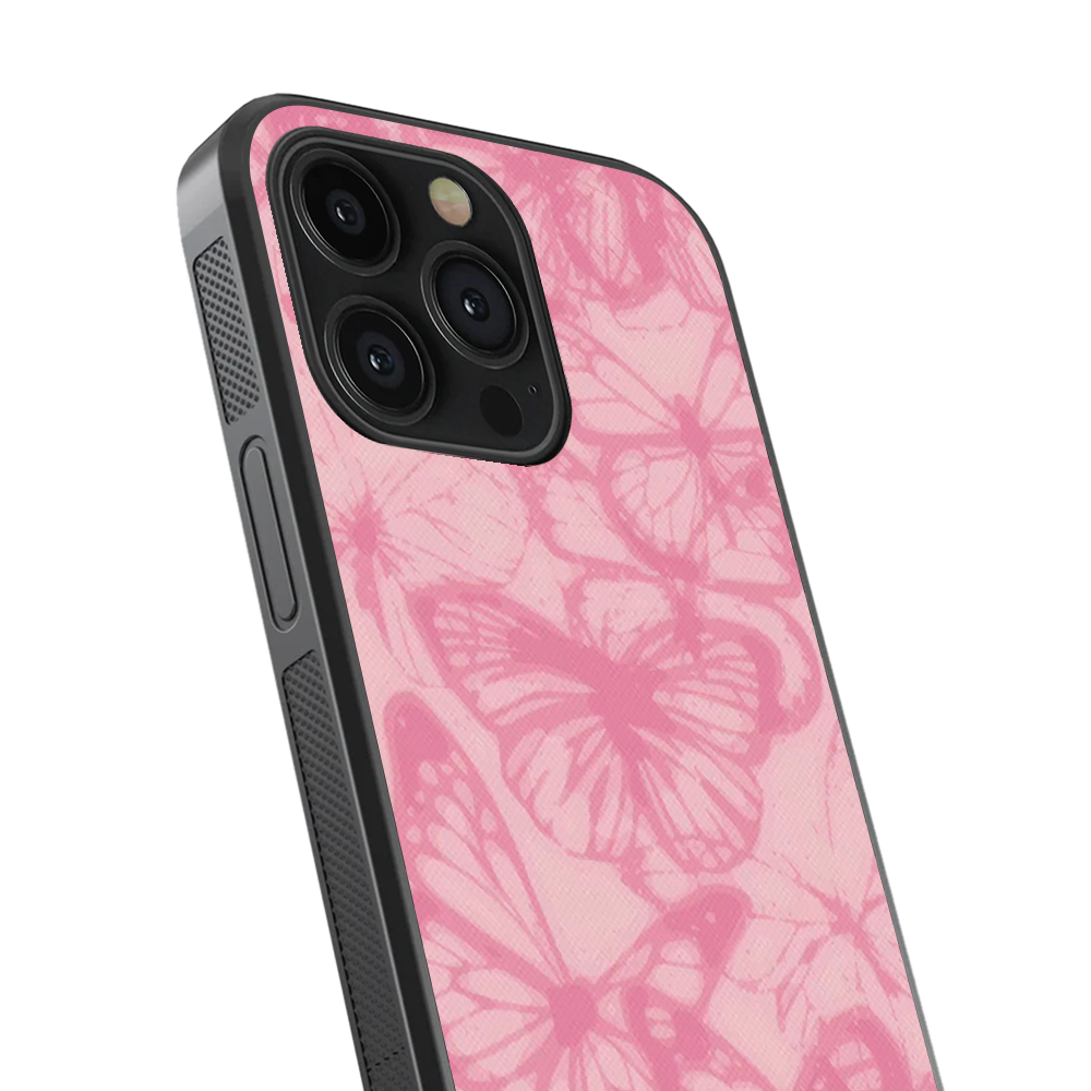 Pink Aesthitic Butterfly Glass Phone Case