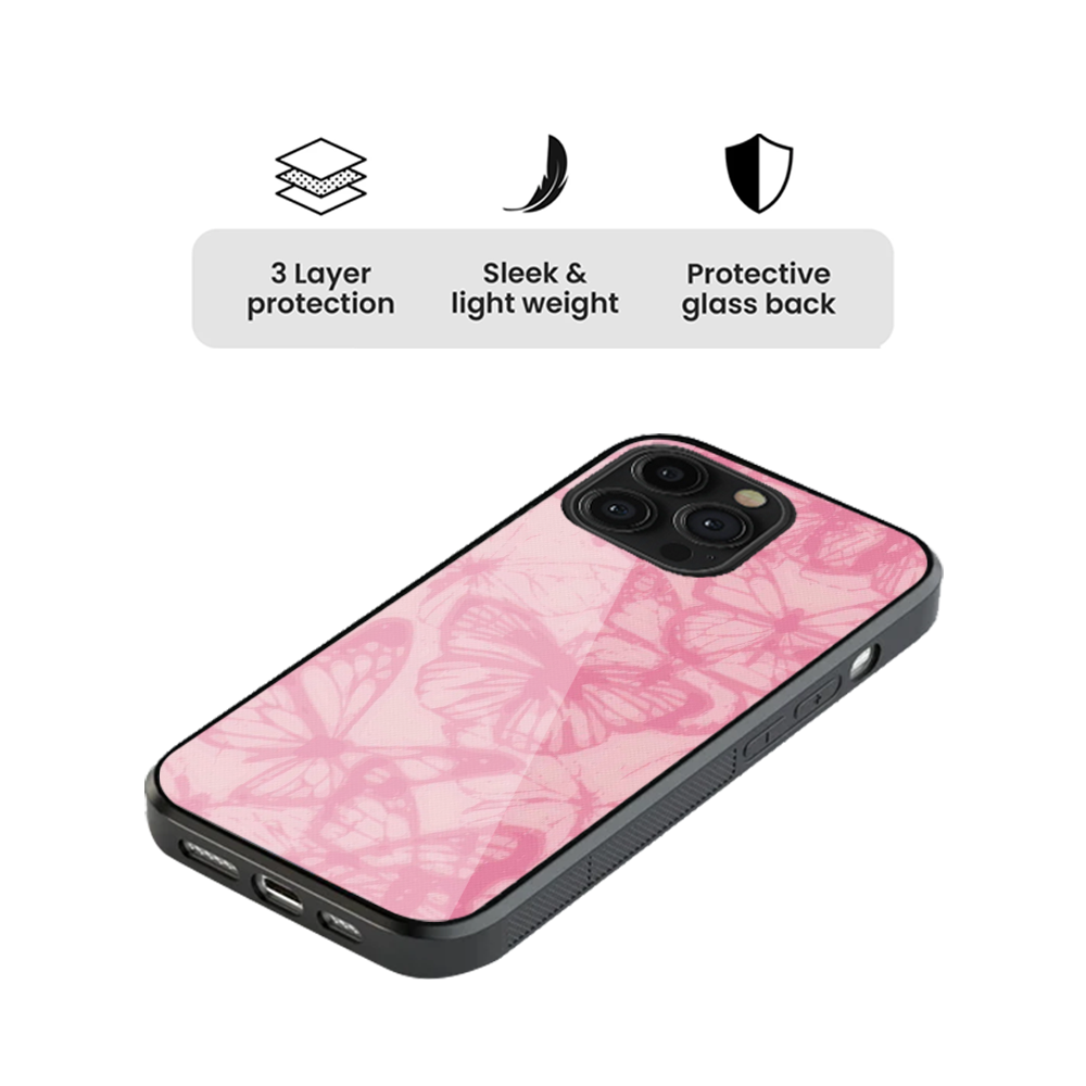 Pink Aesthitic Butterfly Glass Phone Case