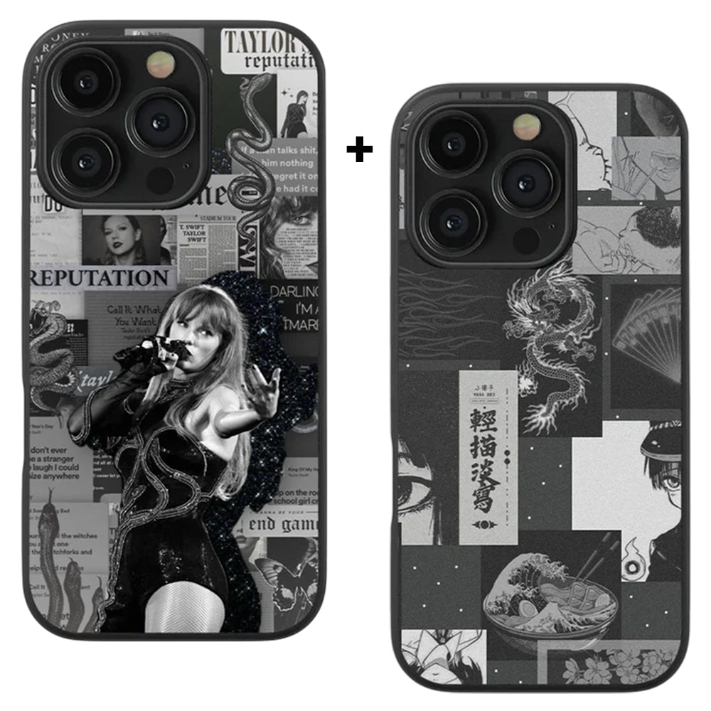 Taylor Swift Collection Spotify & Dark Anime Aesthetic Glass Phone Case Combo