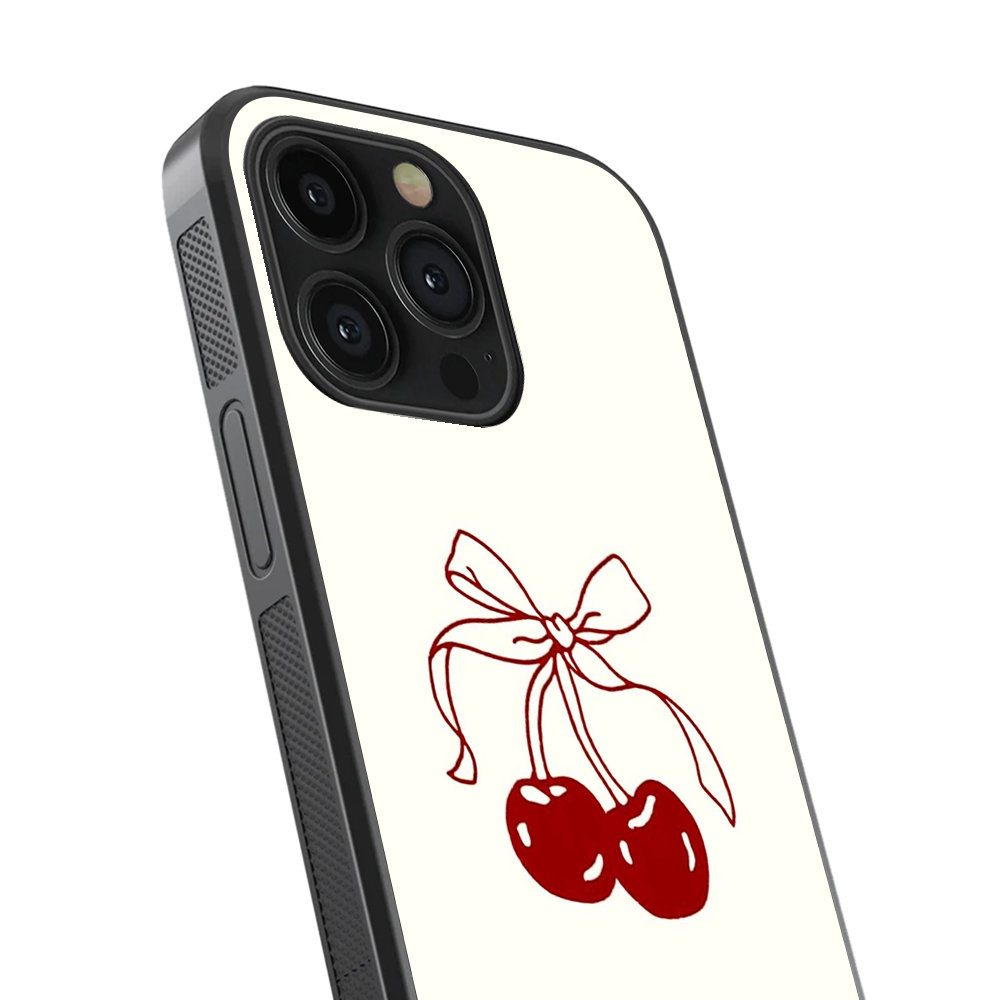 Cherry Bow Abstract Glass Phone Case
