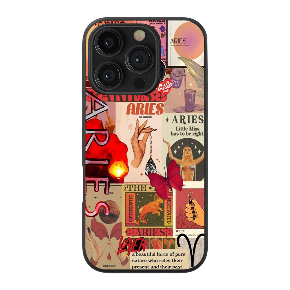 Aries Aesthetic Zodiac Sing Glass Phone Case