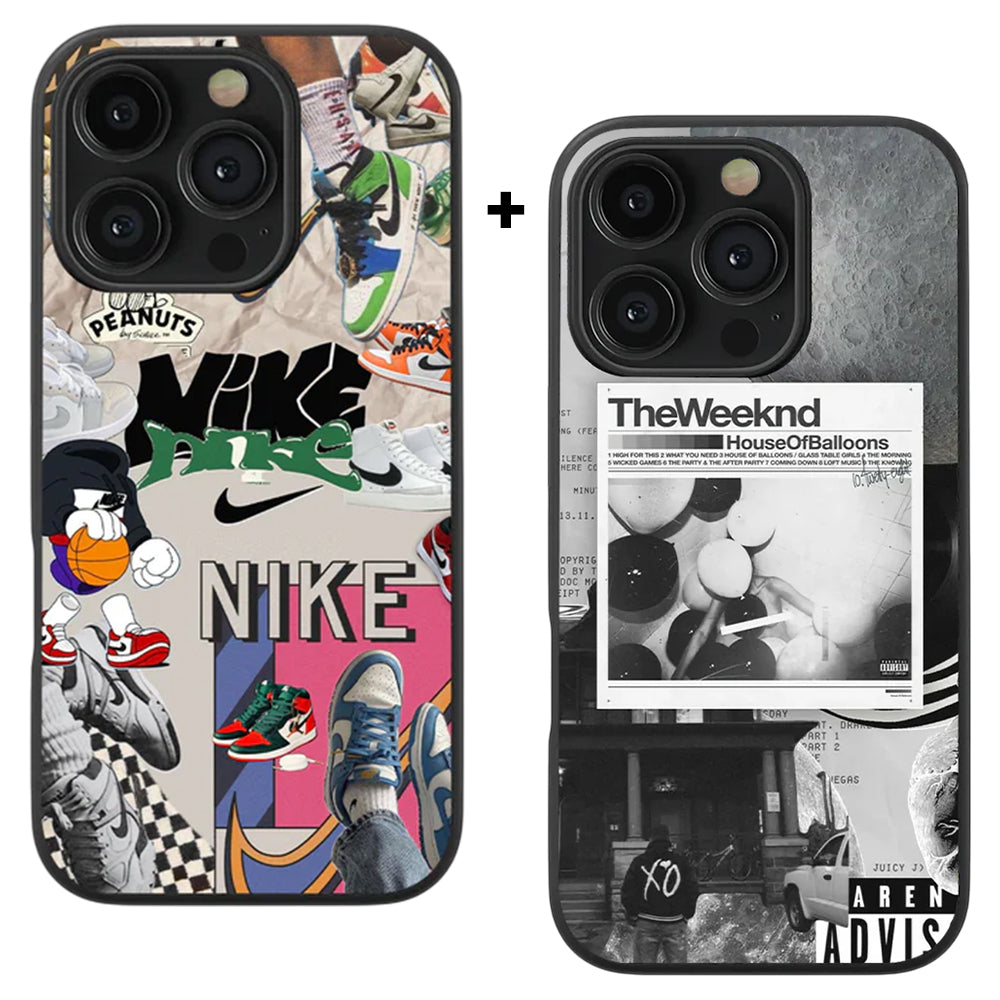 Nike Abstract & The Weekend House of Balloon Spotify Glass Phone Case Combo