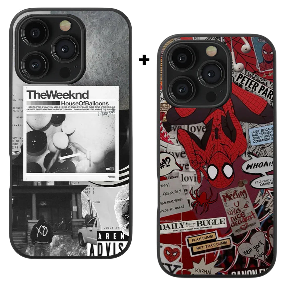 The Weekend House of Balloon Spotify & Spider-Man Aesthetic Glass Phone Case Combo