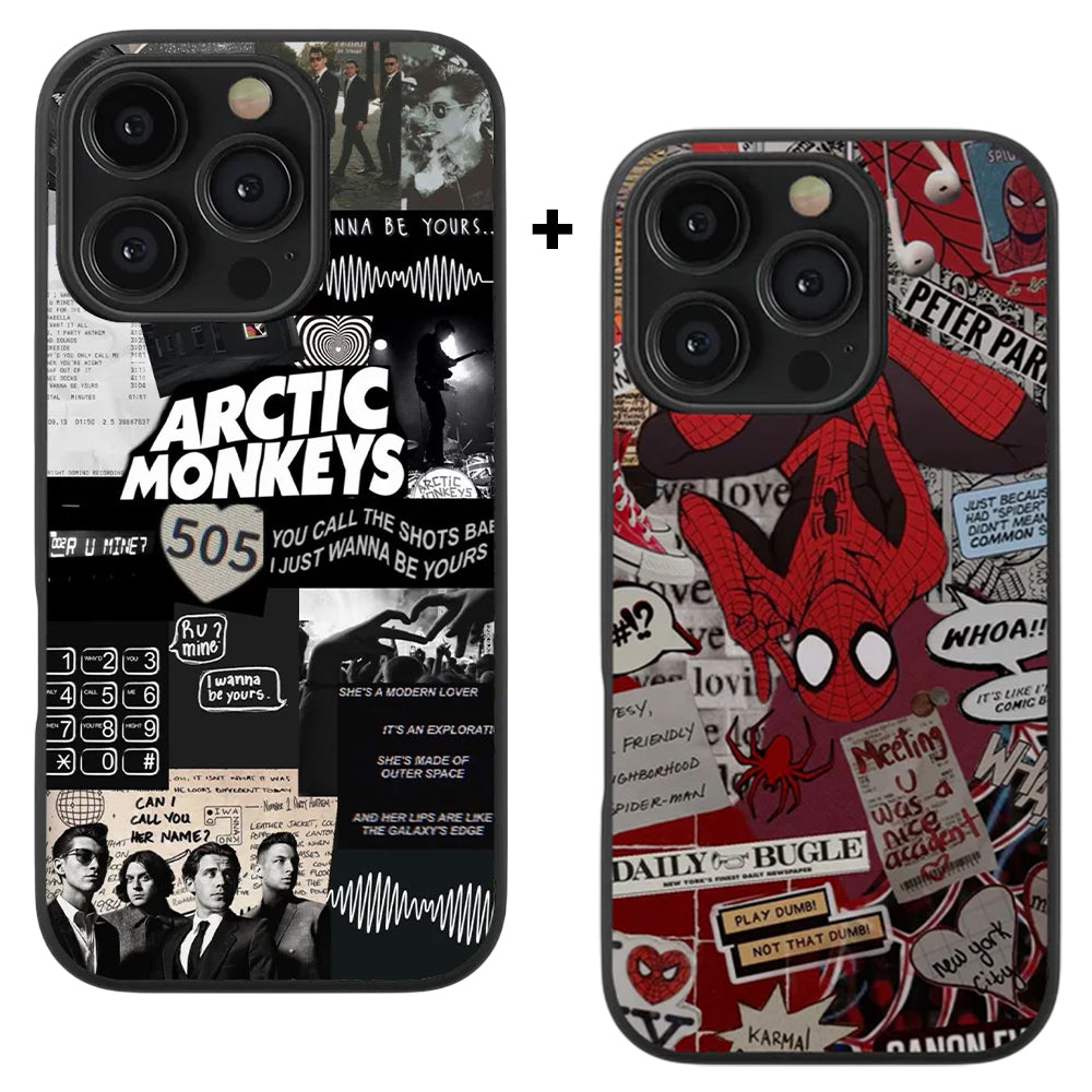 Arctic Monkeys 505 Spotify & Spider-Man Aesthetic Glass Phone Case Combo