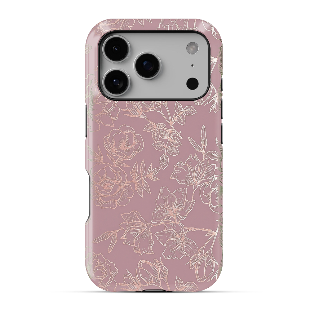 Dusty Rose Chrome Floral Phone Case