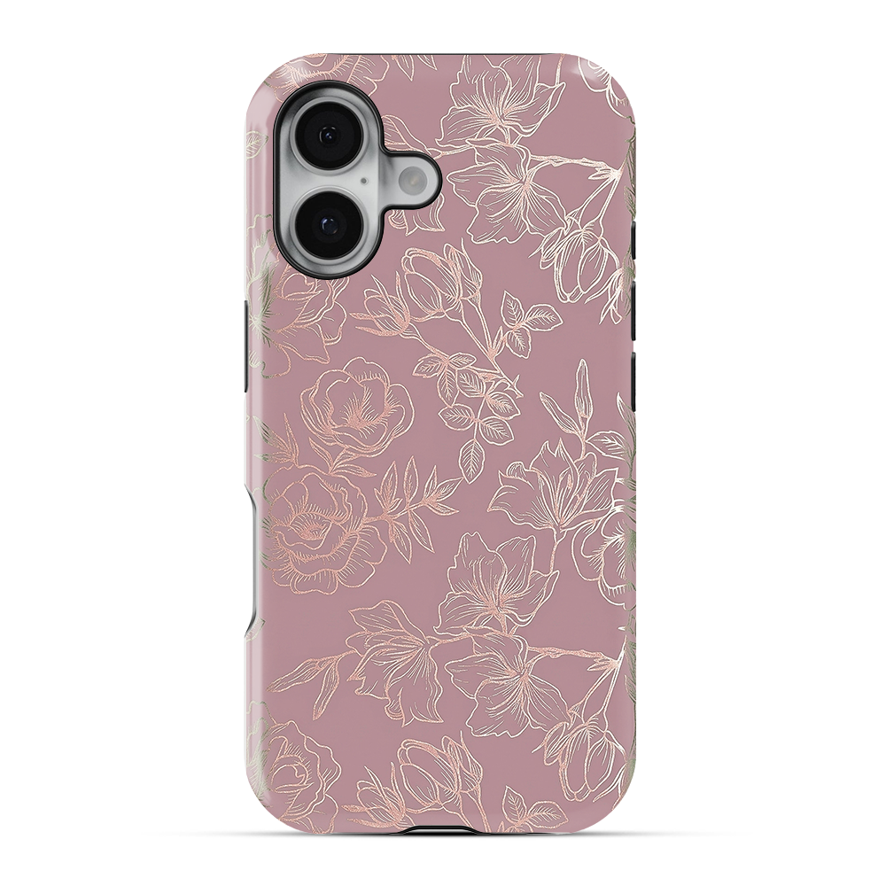 Dusty Rose Chrome Floral Phone Case