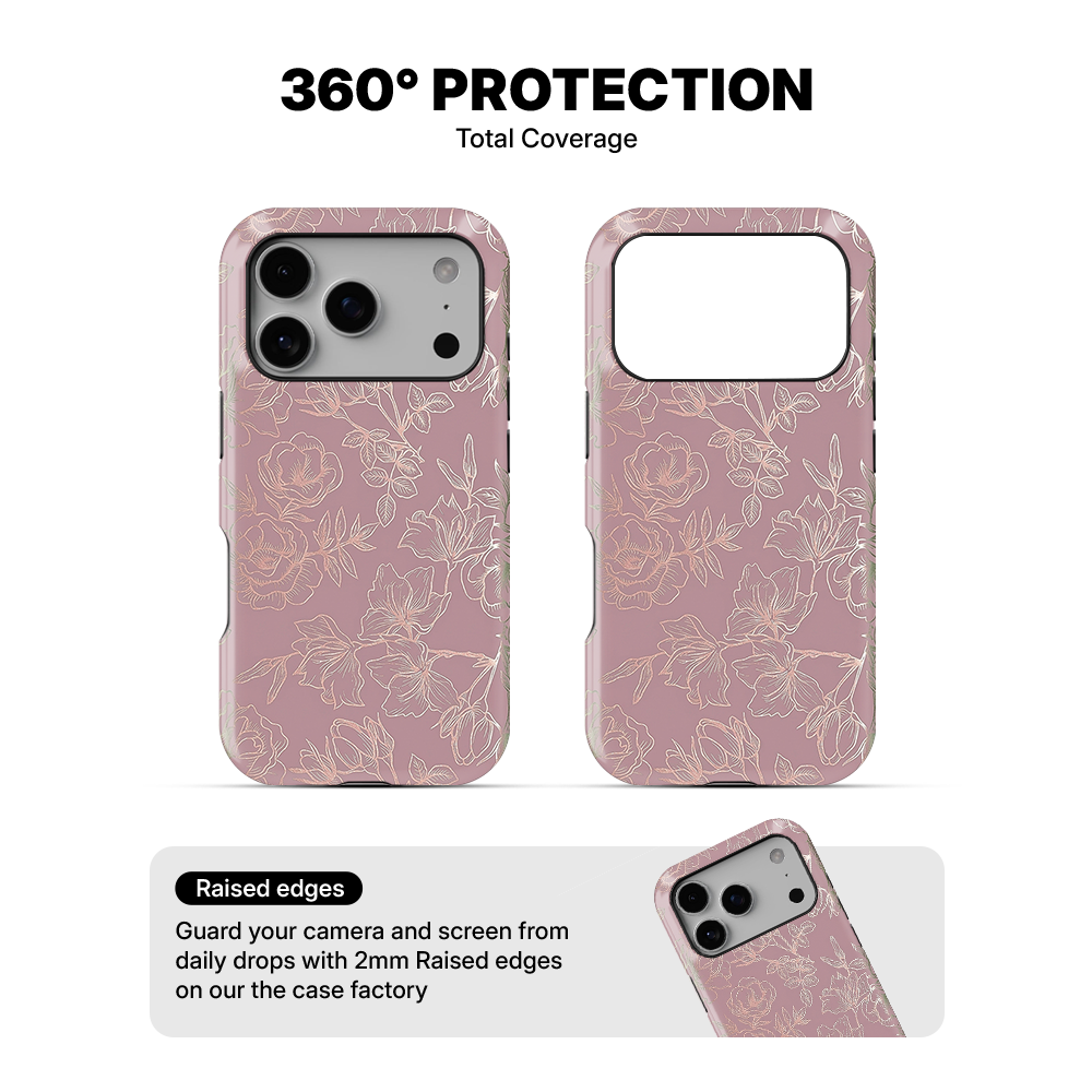 Dusty Rose Chrome Floral Phone Case