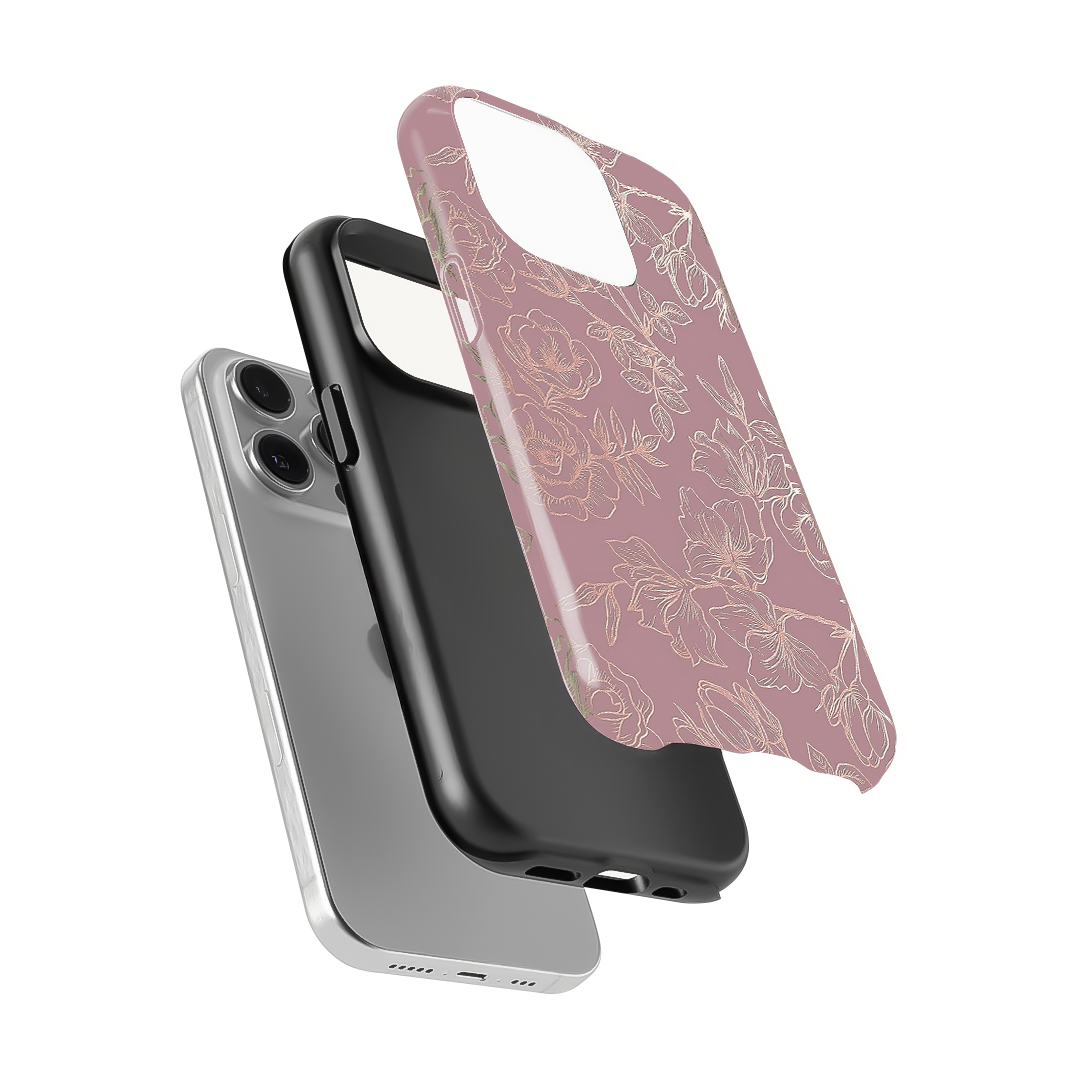 Dusty Rose Chrome Floral Phone Case