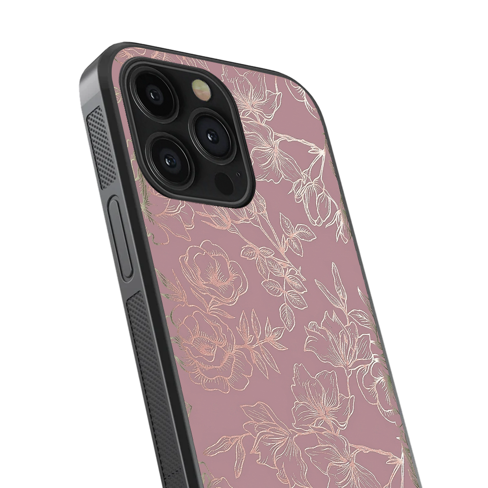 Dusty Rose Chrome Floral Phone Case