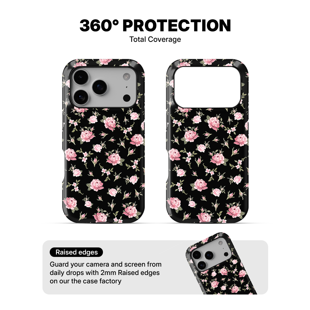 Black & Pink Floral Phone Case