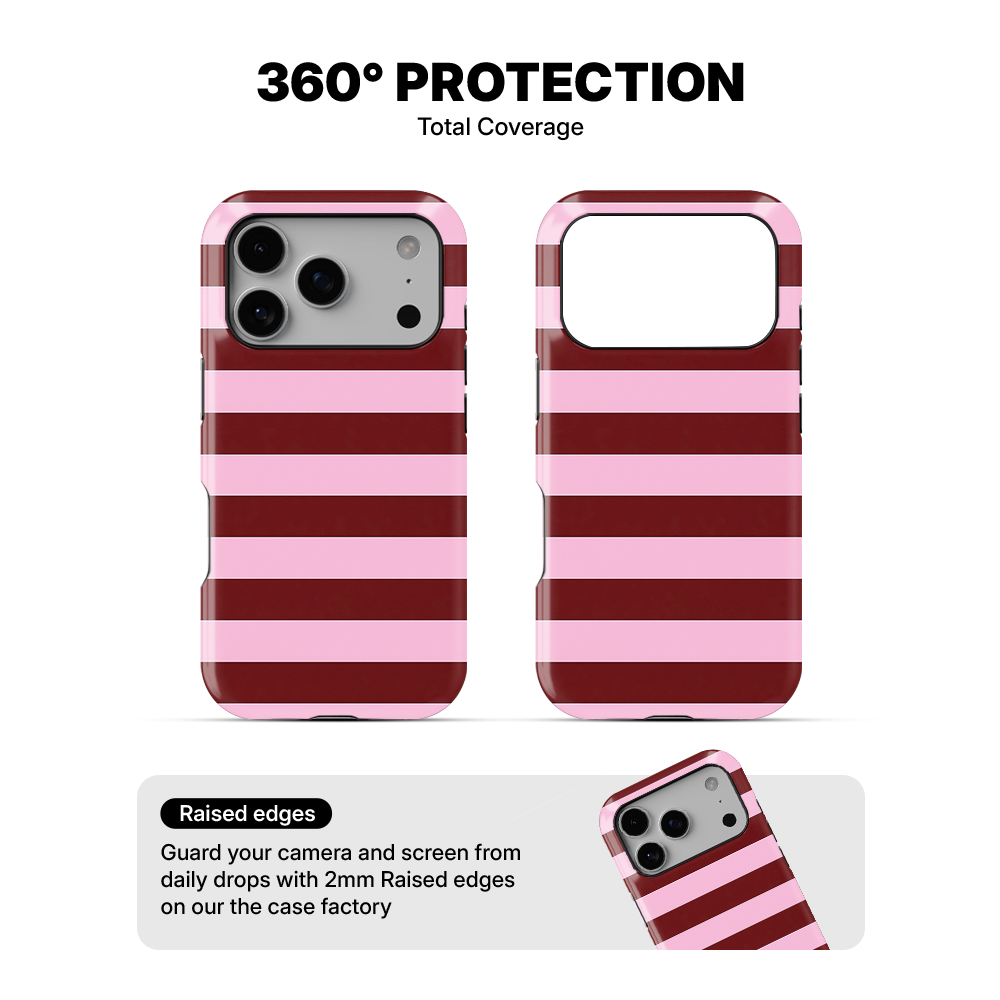 Striped | Burgundy & Pink Phone Case