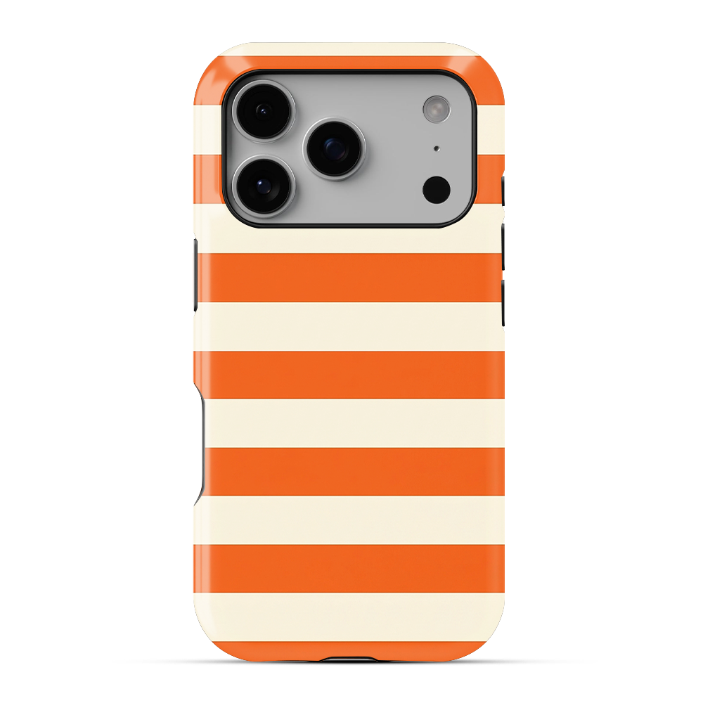 Striped | White & Orange Phone Case