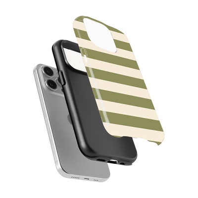 Striped | Off White & Olive Green Phone Case
