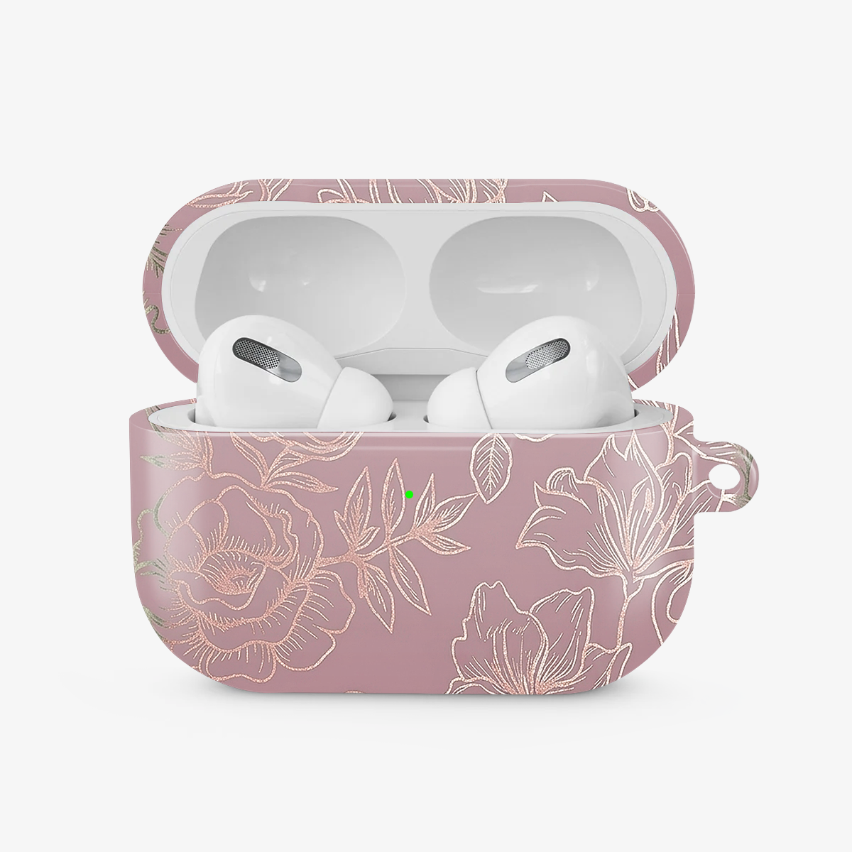 Dusty Rose Chrome Floral Airpods Case