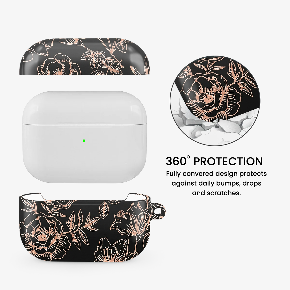 Floral Rose Gold Chrome Airpods Case