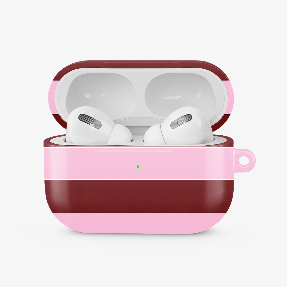 Striped | Burgundy & Pink Airpods Case