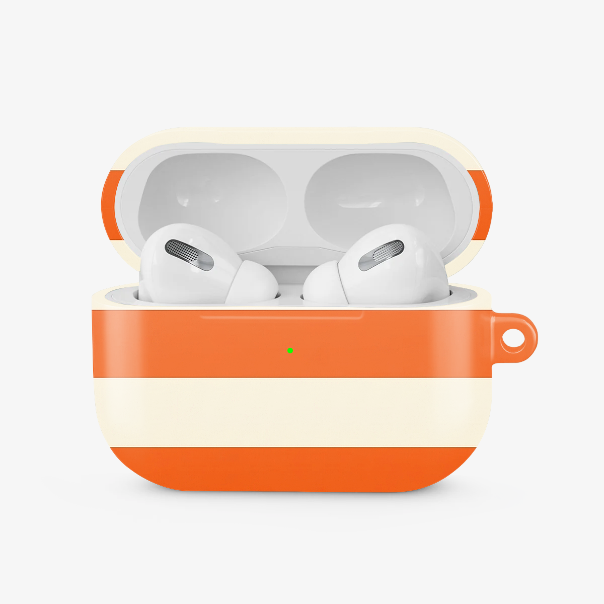 Striped | White & Orange Airpods Case