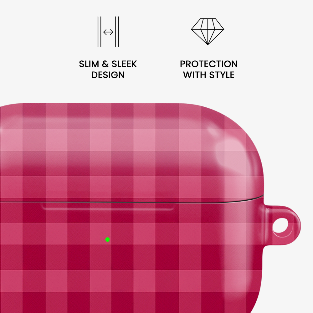 Gingham | Pink & Red Airpods Case