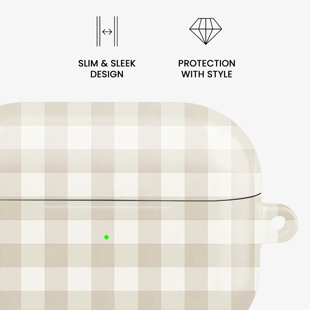 Gingham | Beige Airpods Case
